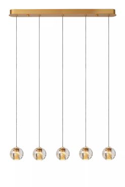 Lucide Dilenko 5L - suspension - 84 x 10 x 150 cm - 5 x 3,5W LED dimmables incluses - laiton