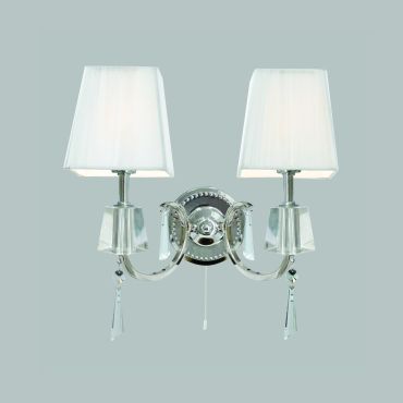 Searchlight Portico - applique murale avec interrupteur à tirette - 30 x 23 cm - chrome et blanc