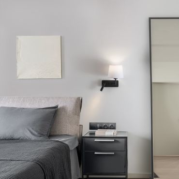 Nova Luce Savona - applique murale avec interrupteur - 27,5 x 24 x 32 cm - 3W LED inclus - blanc et noir sable