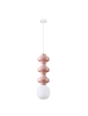 Nova Luce Clio - lampe suspendue - Ø 18 x 240 cm - rose et verre opale