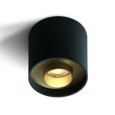 ONE Light Dark Light Cylinders Tubes - plafonnier - Ø 7 x 7 cm - 8W LED inclus - noir