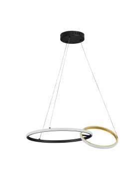 Nova Luce Imar - lampe suspendue - Ø 63 x 150 cm - 36W dimmable LED inclus - noir sablé et or
