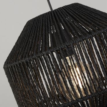 Searchlight Wicker - lampe suspendue 3L - 130 x 30 x 130 cm - noir mat