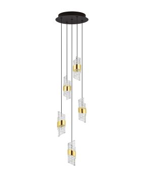 Nova Luce Seneca - lampe suspendue - Ø 30 x 150 cm - 41W LED inclus - or et noir