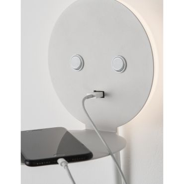 Nova Luce Eclip - applique murale avec interrupteur et chargeur USB - 15 x 19,5 x 50 cm - 6W + 3W LED inclus - blanc