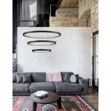 Nova Luce Empatia - lampe suspendue - Ø 80 x 150 cm - 108W dimmable LED inclus - sand black