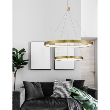 Nova Luce Empatia - lampe suspendue - Ø 60 x 120 cm - 60W dimmable LED inclus - laiton doré