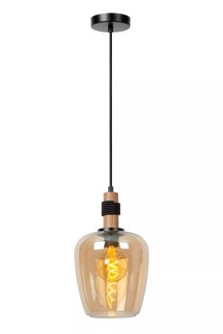 Lucide Ilona - lampe suspendue - Ø 22 x 173 cm - noir