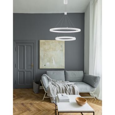 Nova Luce Empatia - lampe suspendue - Ø 60 x 120 cm - 60W LED dimmable inclus - blanc sable