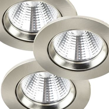 Nordlux Fremont - set de 3 - Ø 85 mm, Ø 72 mm encastré - 5,5W LED dimmable inclus - IP23 - acier brossé