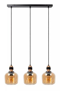 Lucide Ilona - lampe suspendue 3L - 70 x 18 x 150 cm - noir