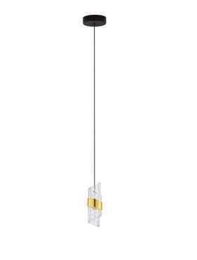 Nova Luce Seneca - lampe suspendue - Ø 13 x 150 cm - 9W LED inclus - or et noir