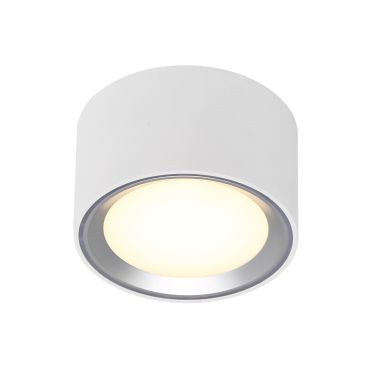 Nordlux Fallon - spot en saillie 1L - Ø 10 cm - fonction Moodmaker à 4 niveaux - LED 5,5W dimmable inclus - blanc et acier brossé