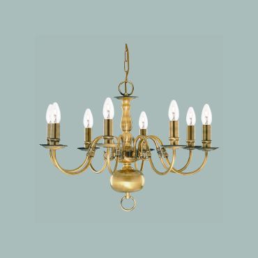 Searchlight Flemish - lustre - Ø 62 x 108 cm - laiton antique
