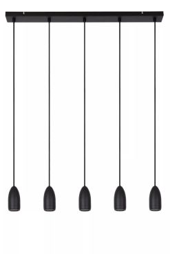 Lucide Evora 5L - lampe suspendue - 80 x 8 x 150 cm - noir