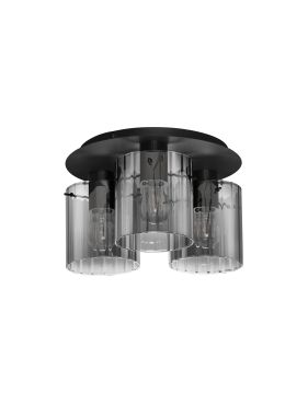 Nova Luce Mirbi - plafonnier - Ø 37 x 20 cm - noir sablé et verre fumé