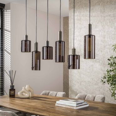 Vico Sepiora - lampe suspendue - 118 x 14 x 150 cm - brun sienne