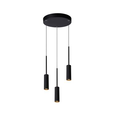 Lucide Tubule - lampe suspendue - Ø 26 x 169 cm - 3 x 7W LED inclus - noir