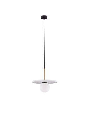 Nova Luce Idor - lampe suspendue - Ø 30 x 185 cm - marbre blanc et verre opale