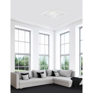 Nova Luce Bilbao - plafonnier - 46 x 46 x 6,5 cm - 25W LED inclus - blanc