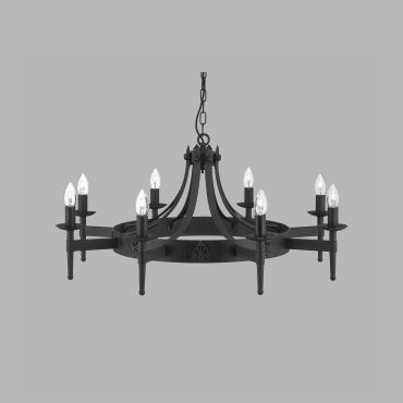 Searchlight Cartwheel - lustre - Ø 85 x 90 cm - noir