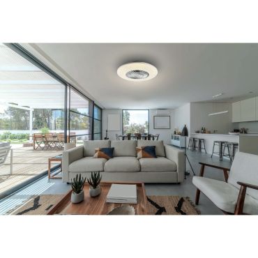 ONE Light Plafo - plafonnier avec ventilateur et télécommande - Ø 60 x 15 cm - 30W LED inclus - blanc