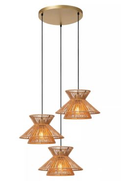 Lucide Tasman - lampe suspendue - 60,9 x 57 x 150 cm - naturel