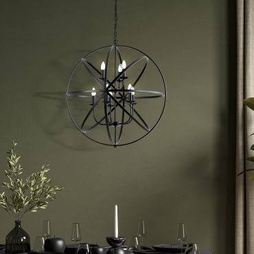 Searchlight Orbit - lampe suspendue - Ø 80 x 200 cm - noir mat