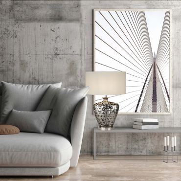 Searchlight Network - lampe à poser - 36 x 20,5 x 57 cm - chrome et blanc