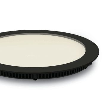 ONE Light Round Recessed Panels - spots encastrés - Ø 22,3 x 2,2 cm - 18W LED inclus - IP40 - noir - couleur de lumière blanc chaud