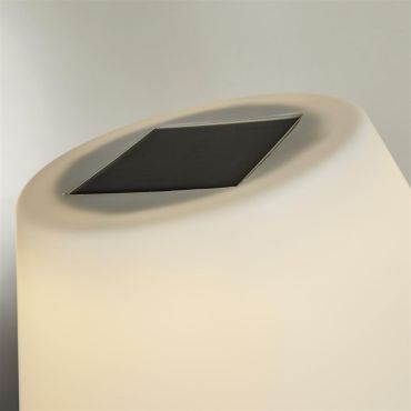Searchlight Venice - lampe de table à énergie solaire - Ø 38 x 68 cm - LED 1,6 W inclus - IP44 - argent et blanc