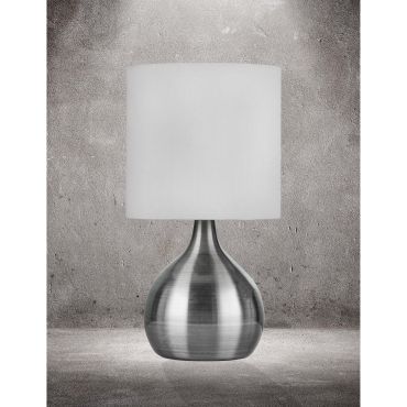 Searchlight Touch - lampe de table - 29 cm - 3 niveaux de gradation - blanc et argent satiné