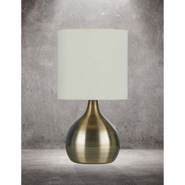 Searchlight Touch - lampe de table - 29 cm - 3 niveaux d'intensité - blanc et laiton antique