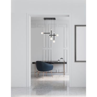 Nova Luce Cayo - lampe suspendue - 51 x 20 x 120 cm - 4 x 5W LED inclus - noir