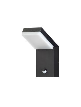 Nova Luce Farge - applique murale d’extérieur avec détecteur - 10 x 22 x 16,5 cm - 12W LED inclus - IP65 - anthracite foncé