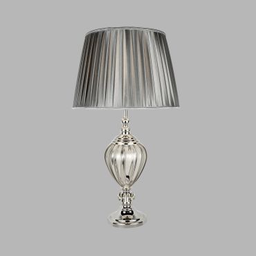 Searchlight Greyson - lampe à poser - Ø 38 x 68 cm - chrome et gris
