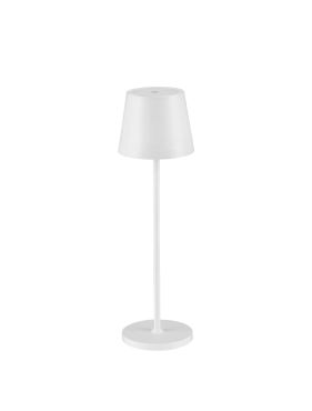 Nova Luce Seina - lampe de table rechargeable pour extérieur - Ø 11,4 x 39,5 cm - 2W dimmable LED inclus - IP54 - blanc sablé