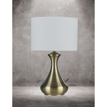 Searchlight Touch - lampe à poser - Ø 24 x 40 cm - 3 niveaux d'intensité - laiton antique et crème