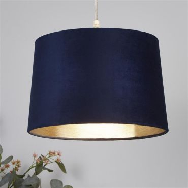 Searchlight Abat-jour tambour - Ø 30 x 20 cm - bleu marine et or brossé