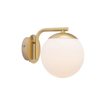 Nordlux Grant 15 - applique murale avec interrupteur - 14,5 x 16,4 cm - laiton et blanc opale