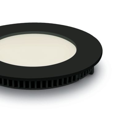 ONE Light Round Recessed Panels - spot à encastrer - Ø 120 mm, Ø 108 mm encastré - 8W LED inclus - IP40 - noir - couleur de lumière blanche