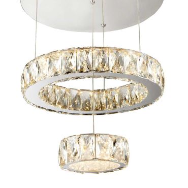 Searchlight Clover - lampe suspendue - Ø 35 x 70 cm - 28W LED inclus - chrome