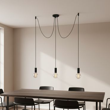 Roi Du Luminaire E27 Suspension Tubes - lampe suspendue - Ø 4,2 x 209,5 cm - noir