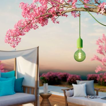 Creative Cables Eiva Pastel - suspension extérieure avec fixation plafond en silicone - Ø 12,5 x 514,5 cm - IP65 - vert tendre