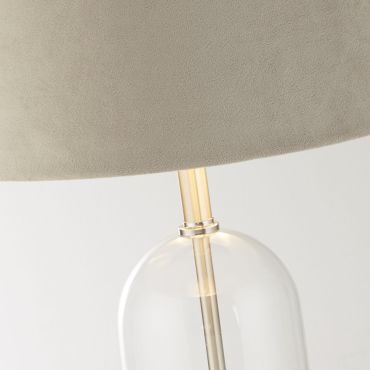 Searchlight Oxford - lampe à poser - Ø 38 x 51 cm - nickel satiné, argent et taupe