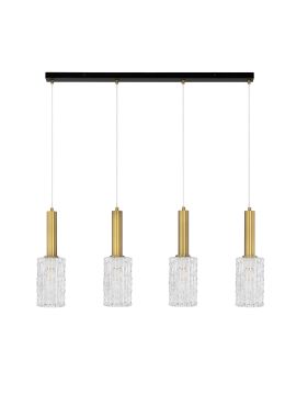 Nova Luce Certa - lampe suspendue - 90 x 120 x 12,5 cm - verre transparent, laiton doré et noir