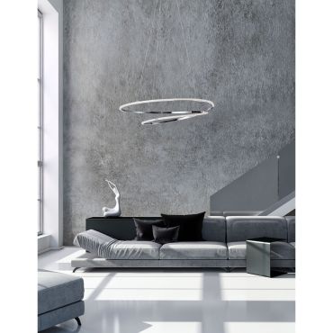 Nova Luce Viareggio - lampe suspendue - Ø 56 x 120 cm - 29W LED inclus - chrome