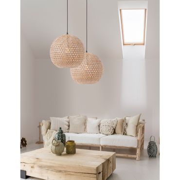 Nova Luce Melody - lampe suspendue - Ø 40 x 250 cm - brun et noir