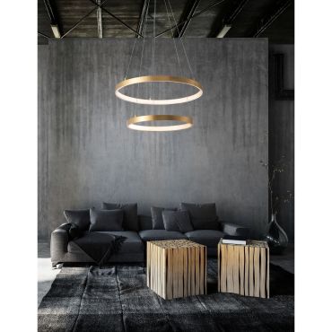 Nova Luce Leon - lampe suspendue - Ø 60 x 150 cm - 65W LED inclus - feuille d'or