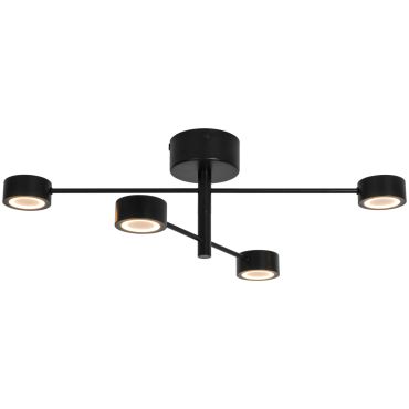 Nordlux Clyde - spot en saillie 4L - 72 x 13 x 22 cm - 3 niveaux de gradation - 4 x 5W LED inclus - noir